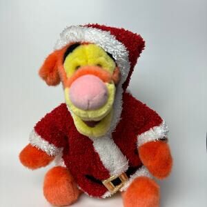 VTG Disney Store Winnie the Pooh Tigger Dressed in Santa Suit Plush Stuffed Toy